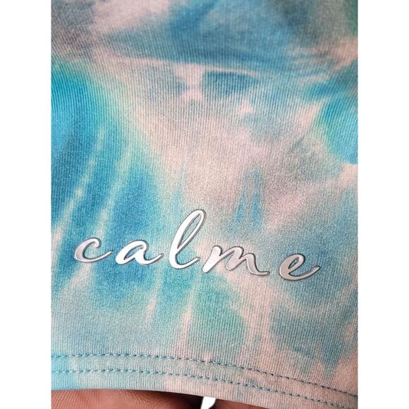 Calme Johnny Was Neoprene Swimsuit Front Zip Short Sleeve Tie Dye Blue Small NEW - Picture 8 of 9